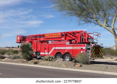 Scottsdale, Ariz.  USA - January 28, 2022: Salt River Pima–Maricopa Indian Community Fire And Ambulance Vehicles Respond To An Emergency. 2I9A9086