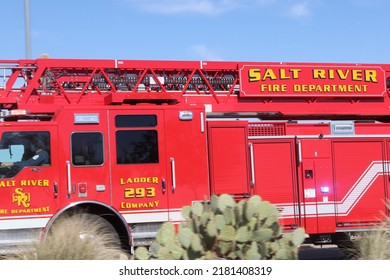 Scottsdale, Ariz.  USA - January 28, 2022: Salt River Pima–Maricopa Indian Community Fire And Ambulance Vehicles Respond To An Emergency. 2I9A9084