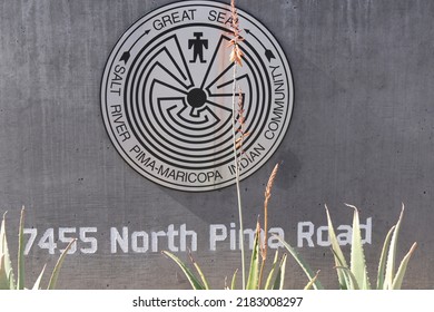 Scottsdale, Ariz.  USA - January 28, 2022: The SRPMIC Government Logo Was Designed By Salt River Pima–Maricopa Indian Community To Honor Their Heritage. 2I9A9056