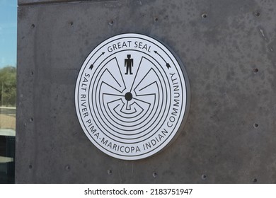 Scottsdale, Ariz.  USA - January 28, 2022: The SRPMIC Government Logo Was Designed By Salt River Pima–Maricopa Indian Community To Honor Their Heritage. 2I9A9036