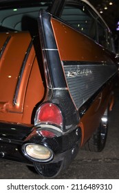 Scottsdale Arizona 1-25-2022 Perspective View On The Back Tail Fin Of A Chevy Belair Nomad