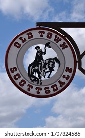 Scottsdale Arizona 4/12/20 Sign For Old Town Scottsdale With Cowboy On A Horse