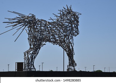 Scottsdale Arizona 9/2/19 Stainless Steel Horse Sculpture At West World