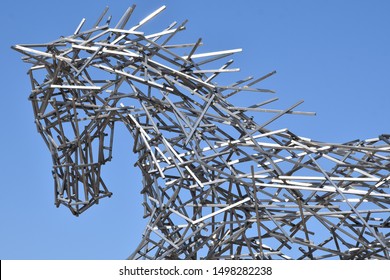 Scottsdale Arizona 9/2/19 Stainless Steel Horse Sculpture At West World