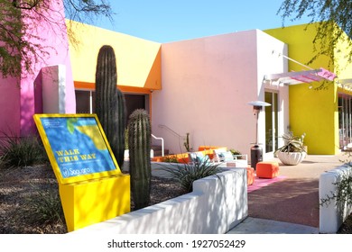 SCOTTSDALE, ARIZONA - DECEMBER 9, 2016: Saguaro Restaurant Is Part Of The Saguaro Hotel And Spa In The Heart Of Old Town Scottsdale, Arizona.