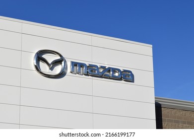 Scottsdale, Arizona - May 5 2022: Mazda Sign On Building Of A Showroom At A New Car Dealership