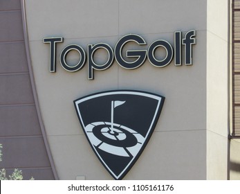 Scottsdale, Arizona / USA - May 20 2018: TopGolf sign on the exterior of the building