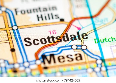 Scottsdale. Arizona. USA On A Map