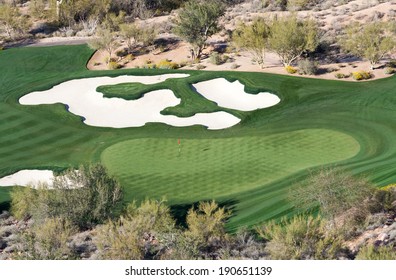 Scottsdale Golf Course. An Aerial View Of An Upscale Desert Golf Course In North Scottsdale, Arizona.