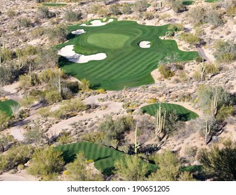 Scottsdale Golf Course. An Aerial View Of An Upscale Desert Golf Course In North Scottsdale, Arizona.