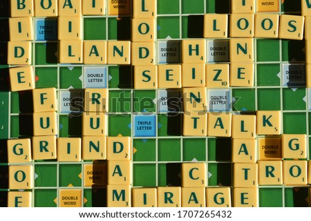 scrabble board game close up  