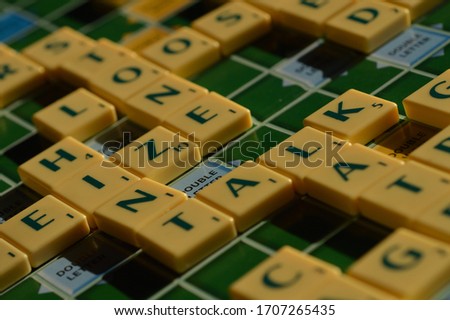 scrabble board game close up  