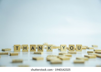 Scrabble Letters On White Background Spelling Words THANK YOU