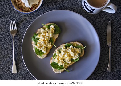 Scrambled Egg & Spinach On Toast