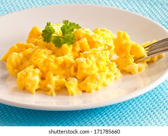 Scrambled Eggs On A Plate.