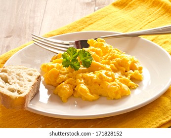 Scrambled Eggs On A Plate.