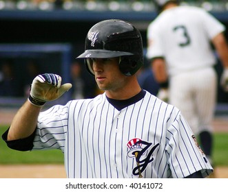 SCRANTON - JUNE 26: Scranton Wilkes Barre Yankees Brett Gardner Goes To Shake Hands In A Game Against The Columbus Clippers  At PNC Field June 26, 2008 In Scranton, PA.