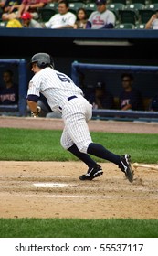 SCRANTON - JUNE 26: Scranton Wilkes Barre Yankees Brett Gardner Runs To First Base Against The Columbus Clippers In A Game At PNC Field June 26, 2008 In Scranton, PA