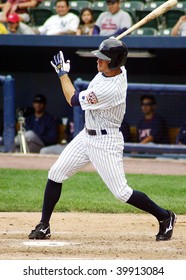 SCRANTON - JUNE 26:Scranton Wilkes Barre Yankees Ourtfielder Brett Gardner  Swings At  A Pitch Against The Columbus Clippers In A Game At PNC Field June 26, 2008 In Scranton, PA.