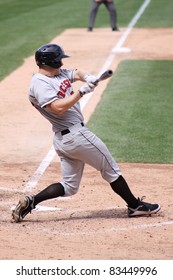 SCRANTON, PA - AUGUST 24: Rochester Red Wings Batter Dustin Martin Swings At A Pitch During A Game Against The Scranton Wilkes Barre Yankees At PNC Field On August 24, 2011 In Scranton, PA.