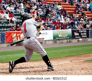 SCRANTON, PA - MAY 24: Indianapolis Indians Alex Presley Takes A Big Swing In A Game Against The Scranton Wilkes Barre Yankees At PNC Field On May 24, 2011 In Scranton, PA.