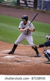 SCRANTON, PA - MAY 24: Indianapolis Indians Batter Alex Presley Watches A Pitch Go By In A Game Against The Scranton Wilkes Barre Yankees At PNC Field On May 24, 2011 In Scranton, PA.