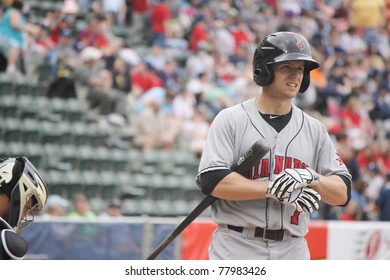 SCRANTON, PA - MAY 24:Indianapolis Indians Alex Presley  Reacts After Striking Out In A Game Against The Scranton Wilkes Barre Yankees At PNC Field On May 24, 2011 In Scranton, PA.