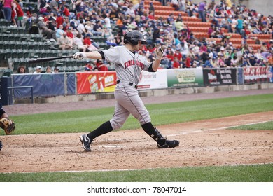 SCRANTON, PA - MAY 24:Indianapolis Indians Alex Presley Takes A Big Swing In A Game Against The Scranton Wilkes Barre Yankees At PNC Field On May 24, 2011 In Scranton, PA.