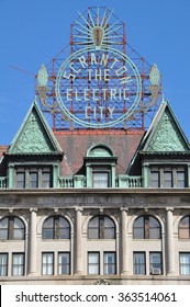 SCRANTON, PA - SEP 26: Scranton Electric Building In Scranton, PA, As Seen On Sep 26, 2015. The Electric City Sign Remained Unlit For Many Years But In 2004 It Was Restored.