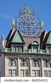 SCRANTON, PA - SEP 26: Scranton Electric Building In Scranton, PA, As Seen On Sep 26, 2015. The Electric City Sign Remained Unlit For Many Years But In 2004 It Was Restored.