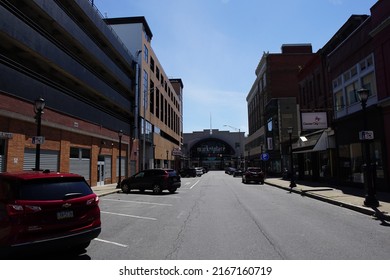 Scranton, Pennsylvania, USA - June 5, 2022: Streetscape of Penn Avenue in downtown Scranton