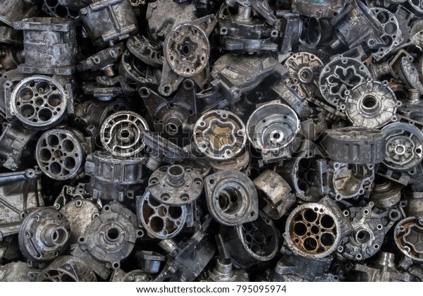 Scrap auto AC Compressors for recycle, Some\
part of auto AC Compressors for\
recycle