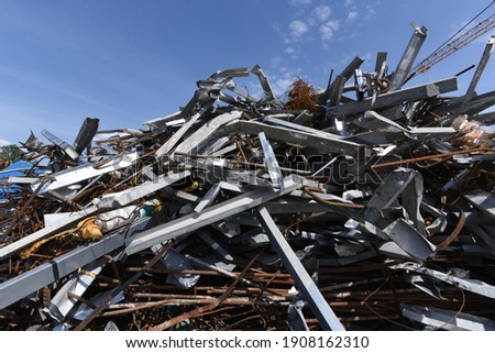 scrap iron and scrap metal, waste and garbage on a junkyard