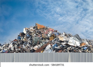 Scrap Metal On Recycling Plant Site.