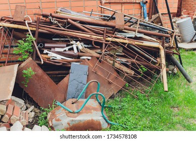 Scrap Metal Pile Junk Yard Waste For Recycling Environment.