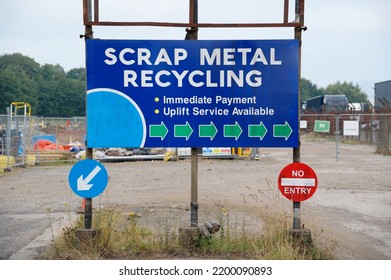 Scrap Metal Recycling Sign At Visitors Entrance