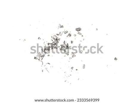 Scrap metal shavings isolated on white background, texture, top view