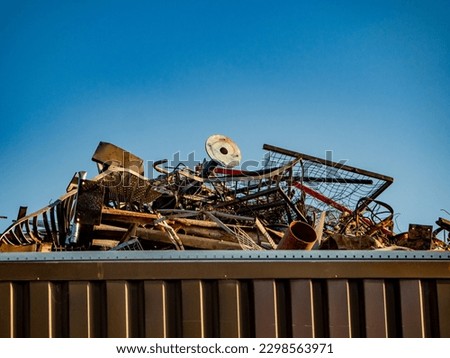 Scrap piles of scrap metal for recycling in a scrap yard