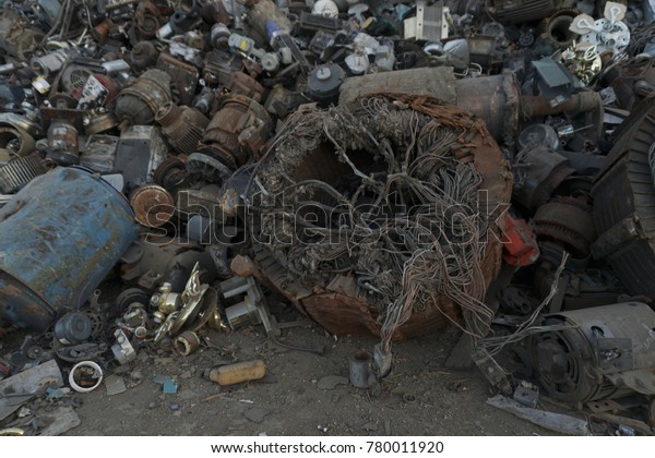 scrap yard metals ready for recycling  man\
made landscapes