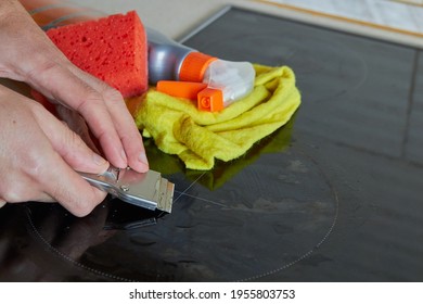 Scraper Cleaning Of Electric Stoves,clean Electric Hob After Cleaning With A Scraper For Ceramic Induction Hob