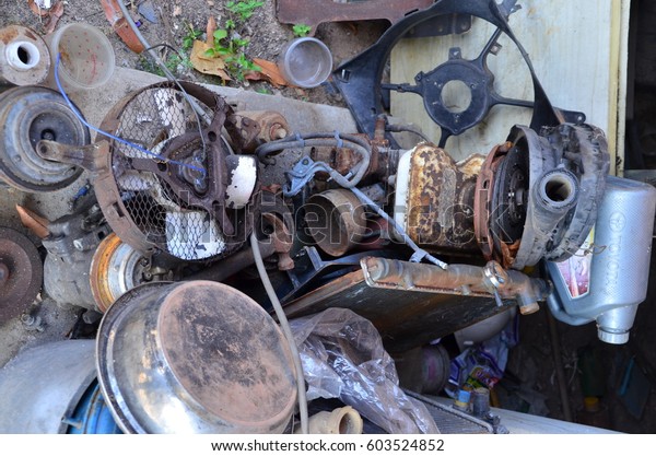 scrapped car spare parts. Photo was captured in\
Malaysia, dated March 19th,\
2017.
