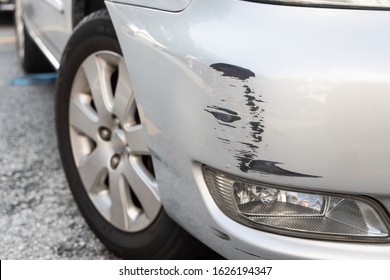 Scratch Abrasion On Car Front Bumper Due To Minor Accident