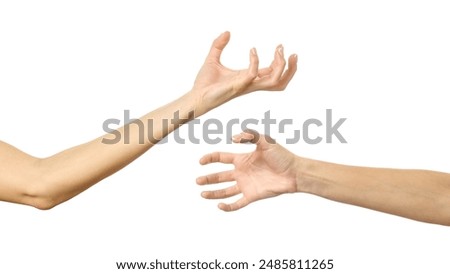 Scratch, catch or grab something. Multiple images set of female caucasian hand with french manicure showing Scratch gesture isolated over white background