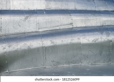 Scratched, Old Surface Of Steel Metal Riveted Sheets. Plane Hull Alike Pattern / Texture.