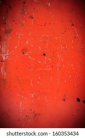 Scratched Red Metal Surface, Grunge Background
