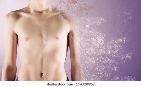 A Scrawny Chest Of An Adolescent Male Dissolving