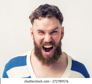 Screaming Beard Man Portrait