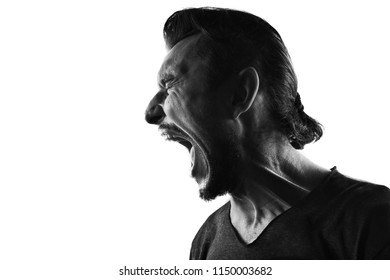 Screaming Mle Person Silhouette,back Lit Light