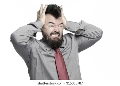 Screaming Office Worker Shirt Tie Mohawk Stock Photo 315355787 ...