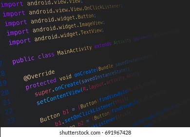 Screen Of Android Application Developing Code On Dark Background